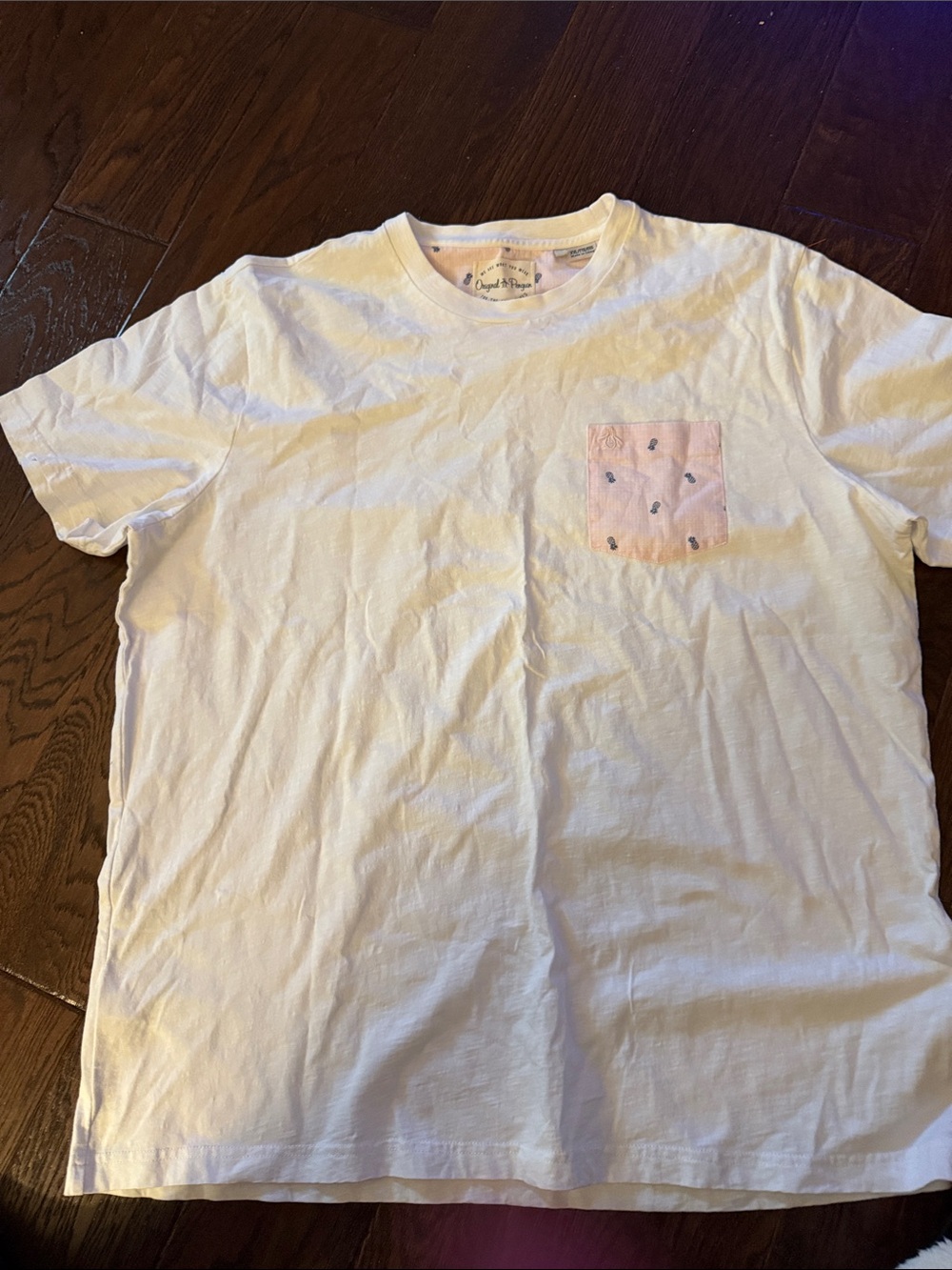 Original Penguin White Tee with Pink Pineapple Lining